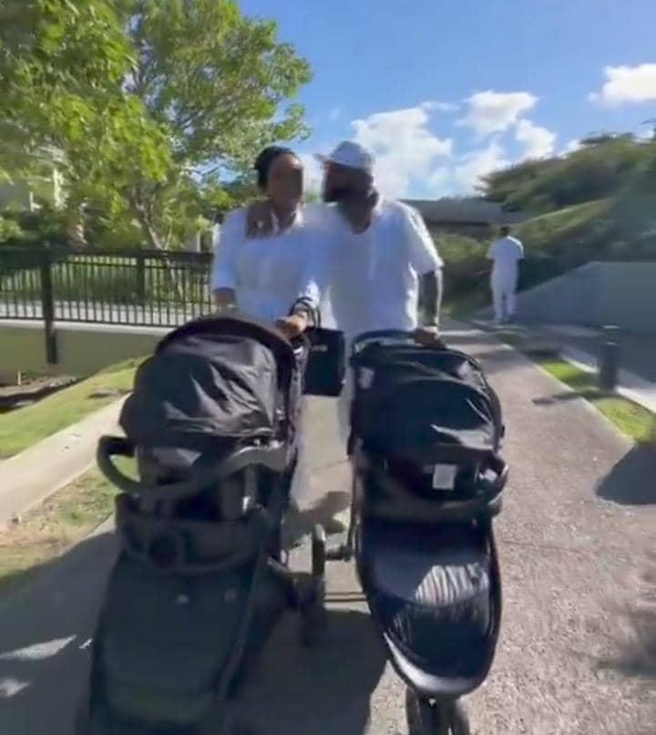 Video: Moment Davido, Chioma stepped out with two baby strollers ...