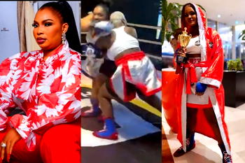 Moment Chizzy Alichi, Laide Bakare took to the ring in celebrity boxing match [Video]