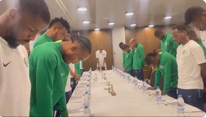 VIDEO: Super Eagles observe minute silence over loss of lives after South Africa victory
