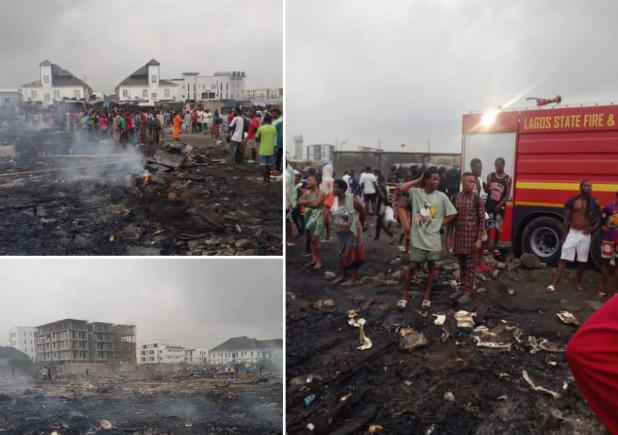 Gas explosion razes acres of makeshift structures in Lekki, Lagos ...