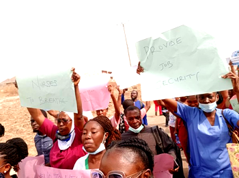 Just in: Nurses protest over new certificate verification guidelines in Abuja