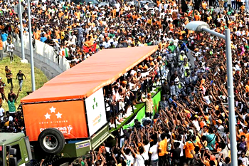 Ivory Coast parade through Abidjan, as champions of Africa