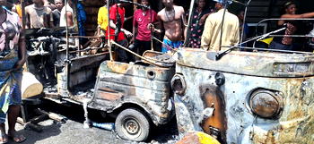 Four commercial tricyles, 6 shops, bungalow razed in Lagos gas explosion 