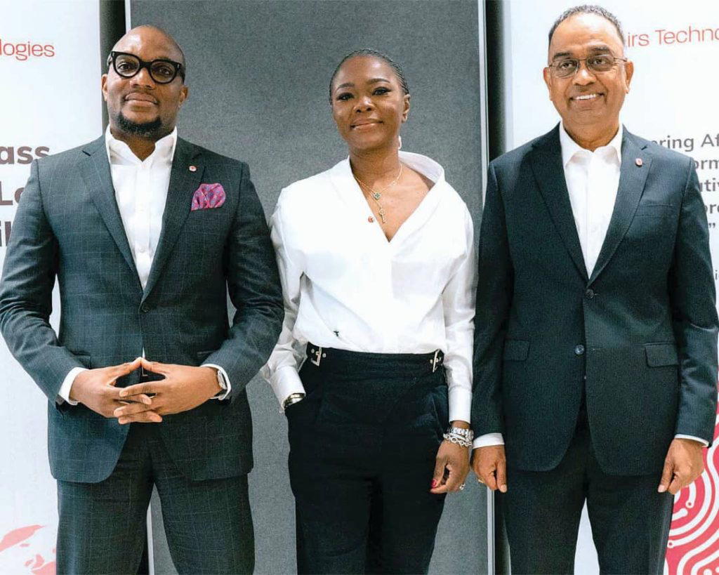 MD/CEO, Heirs Technologies, Obong Idiong; Chairperson, Dr Fumbi Chima; and ED, Anant Rao, at a Press engagement to introduce Heirs Technologies, in Lagos, recently.