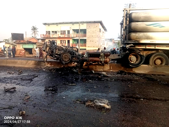 One dead, 2 injured in gas tanker explosion in Abeokuta