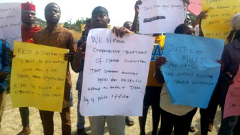 Ekiti Students protest, demand justice for Corps member shot by policeman