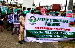 Lagos: Farmers protest displacement by Nigerian Military
