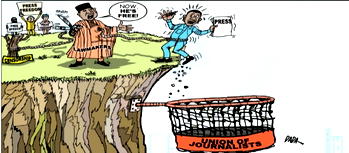 Cartoon: Nigerian politicians harrassing journalists into dePRESSion