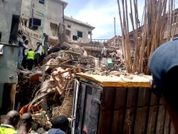 Photos: Many trapped as two-storey building collapses in Lagos Island