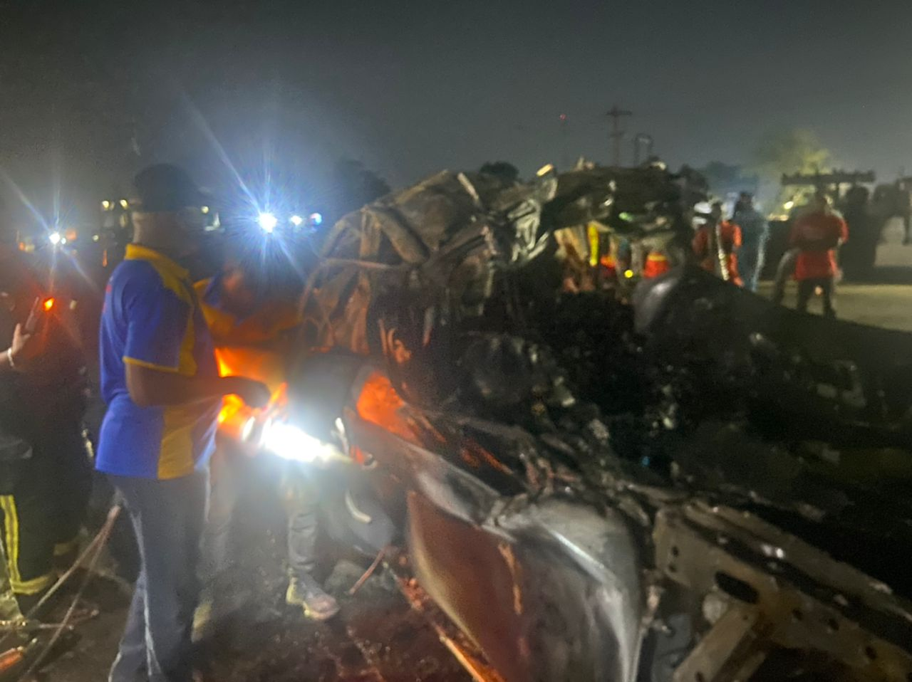 3 burnt to death in SUV collision with truck in Lagos