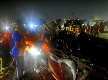 3 burnt to death in SUV collision with truck in Lagos