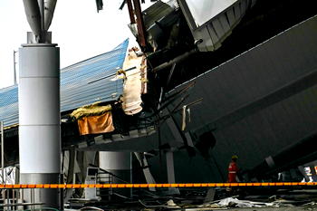 Photos: One dead, eight injured after roof collapses in Indian airport