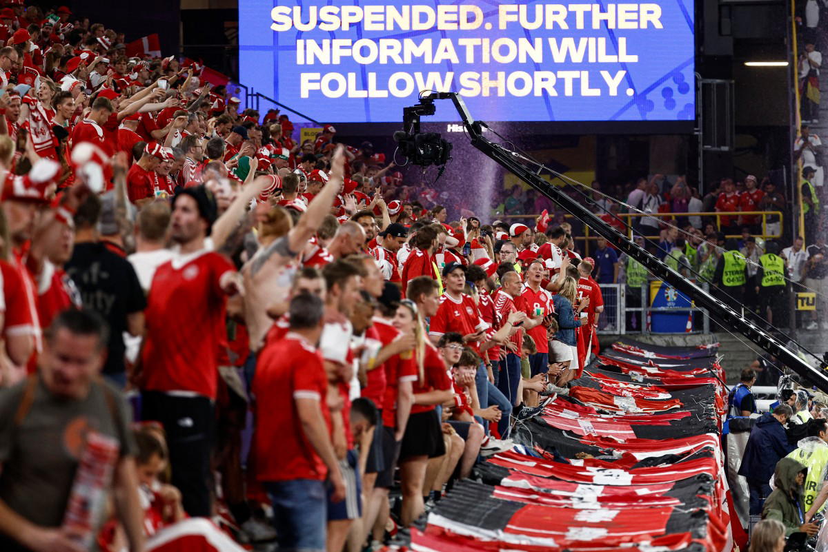 Germany v Denmark Euro 2024 game halted due to violent storm