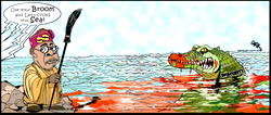 Cartoon: Do I look like Moses? Is this the Red Sea?
