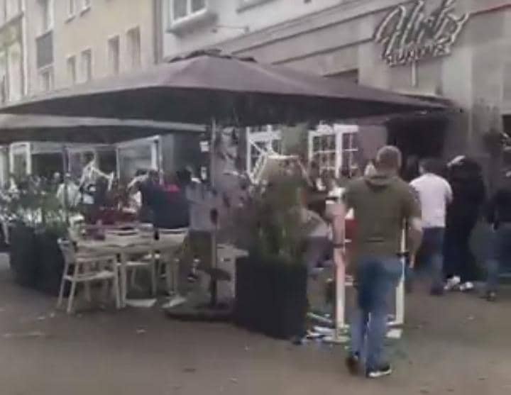 Video: Serbia, England fans throw tables, chairs in violent fight ahead of Euro opener