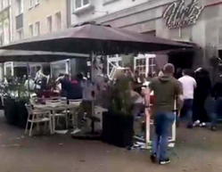 Video: Serbia, England fans throw tables, chairs in violent fight ahead of Euro opener