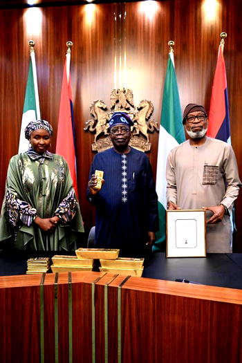Alake presents gold bars to Tinubu