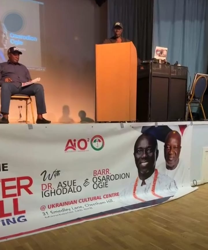 Edo 2024 PDP candidate, running mate storms UK, meet Edo Diaspora