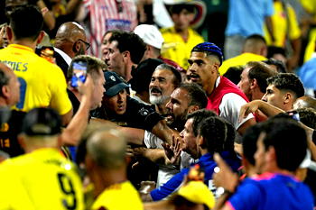 Nunez, Uruguay players brawl in stands with fans after Copa loss