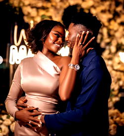 Photos: Nigerian gospel singer Peterson Okopi engages lover, Prudent Gabriel