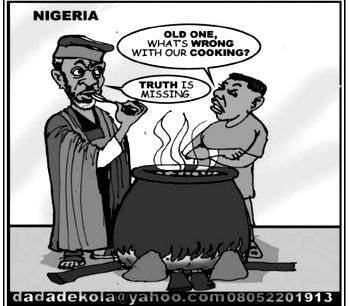 Cartoon: ‘Baba, ask the gods; is it renewed truth?’