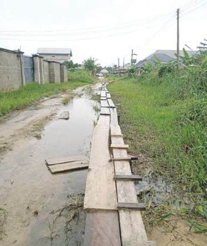 FLOOD: Bayelsa residents construct ‘monkey bridges’ to access homes
