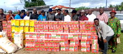 Dafinone donates food items worth millions to Okuama IDP Camp