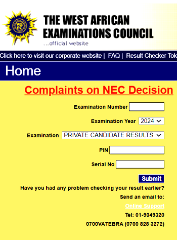 How to check 2024 WASSCE results for private candidates