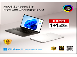 ASUS Zenbook S 16 (UM5606) Gives AI-Powered Performance with a 2-Year Warranty for Long-Term Confidence