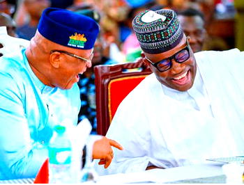 Development can only come through national unity – Akpabio welcomes Gov. Umo Eno to APC
