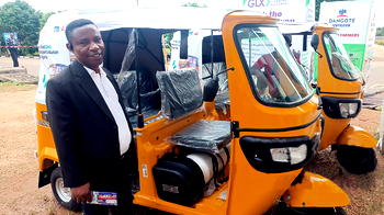 Simba Powers Abuja Trade Fair with TVS King CNG Tricycles