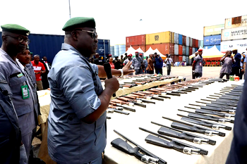 Where are millions of seized arms illegally imported into the country?