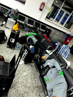 Photos: How Super Eagles players slept at Libya airport