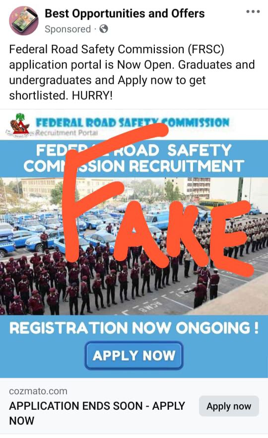FRSC debunks fake recruitment claims, warns Public against 