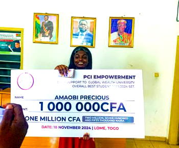 Foundation empowers best graduating student with N2.7m from Togo varsity