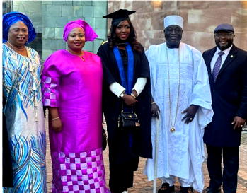 Tayese of London congratulates Timi of Ede on daughter’s academic achievement