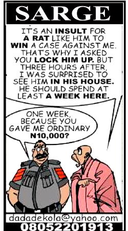 Cartoon: Sarge detains suspects according to ‘rent’ paid