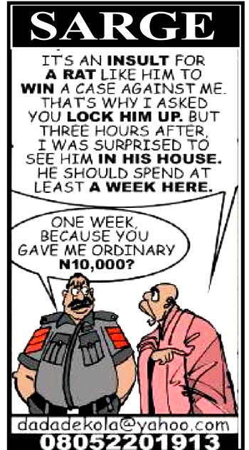 Cartoon: Sarge detains suspects according to ‘rent’ paid
