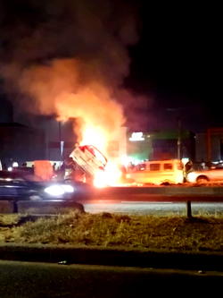 Lagos driver escapes lynching, car sets ablaze after crushing pedestrian to death
