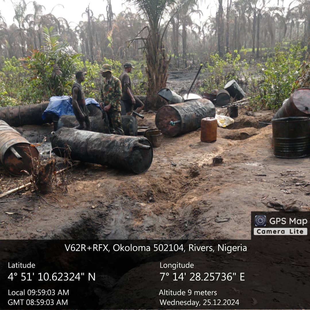 Army dismantles 20 illegal refining sites, arrests 8 oil theft perpetrators