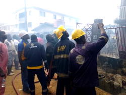 Gas leakage fire razes two-storey building in Lagos
