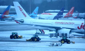 Heavy snow disrupts flight operations in UK as airports close runways