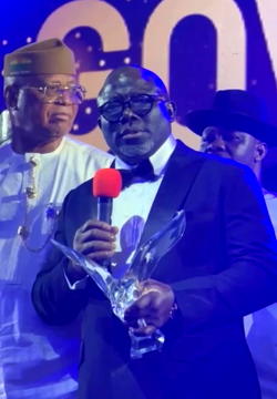 Jennifer Adasen congratulates Oborevwori on Governor of the Year Award