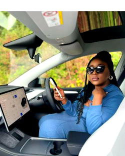 Ogochukwu Ezeobi treats herself to a Tesla Model 3 for the new year