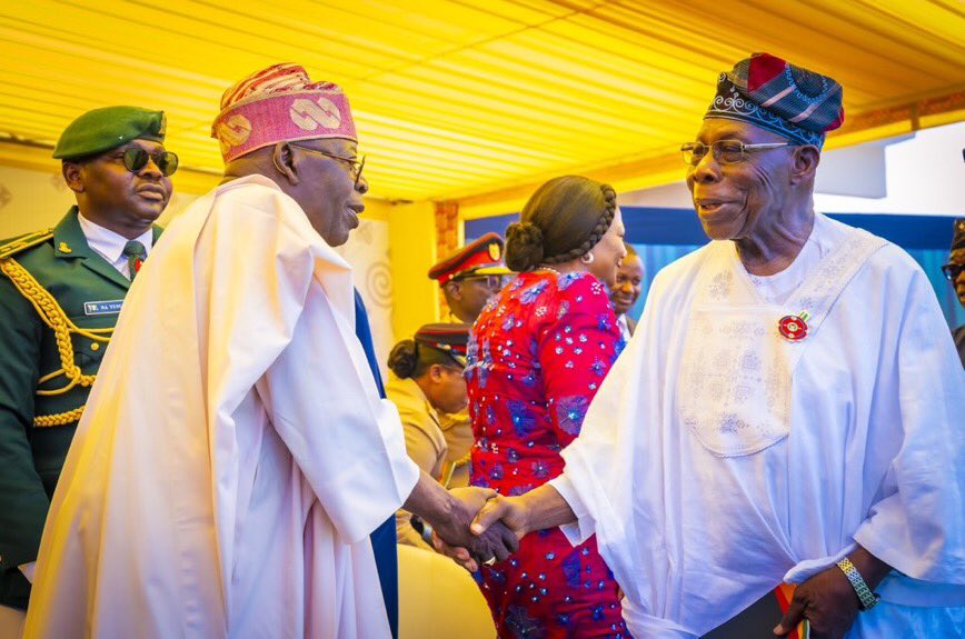 Photos: Tinubu meets Obasanjo, Jonathan at Mahama’s inauguration