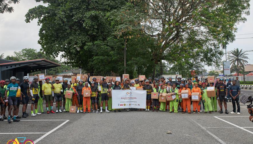 Cycling Club distributes over 200 goodie boxes to Lagos Road Sweepers