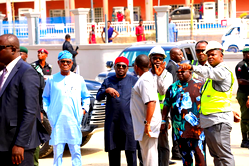 Photos: Wike, Adamawa Gov, Fintiri inspect ongoing construction of Bus Terminals in FCT