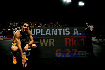 Duplantis breaks his own pole vault world record with leap of 6.27m  