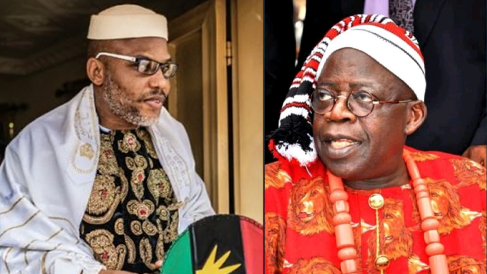 Nnamdi Kanu and President Bola Tinubu.