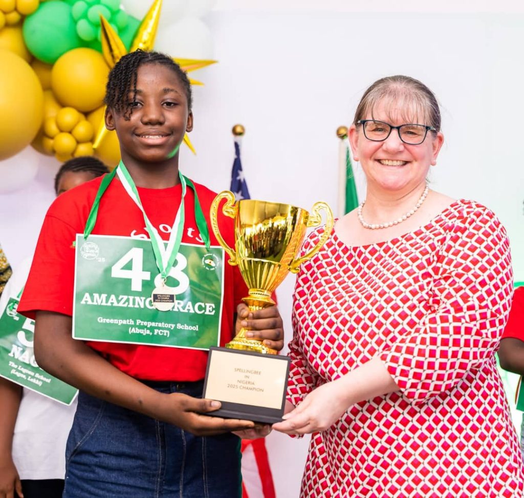 11-yr-old Nigerian Amazing-Grace Salami emerges champion at U.S. consulate inaugural Spellingbee